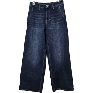 Free Assembly Jeans Women 4 Blue Wide Leg High Rise Indigo Stretch Denim Boho